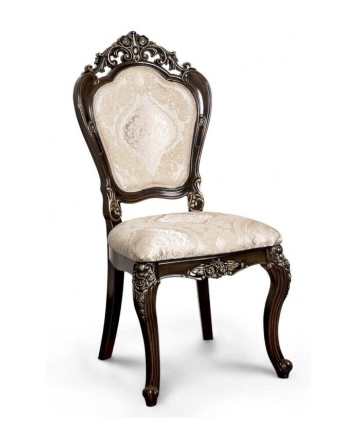 Luxury Carved Dining Chair — Dark Brown Wood