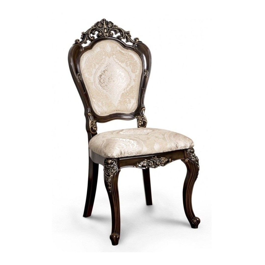 Luxury Carved Dining Chair — Dark Brown Wood
