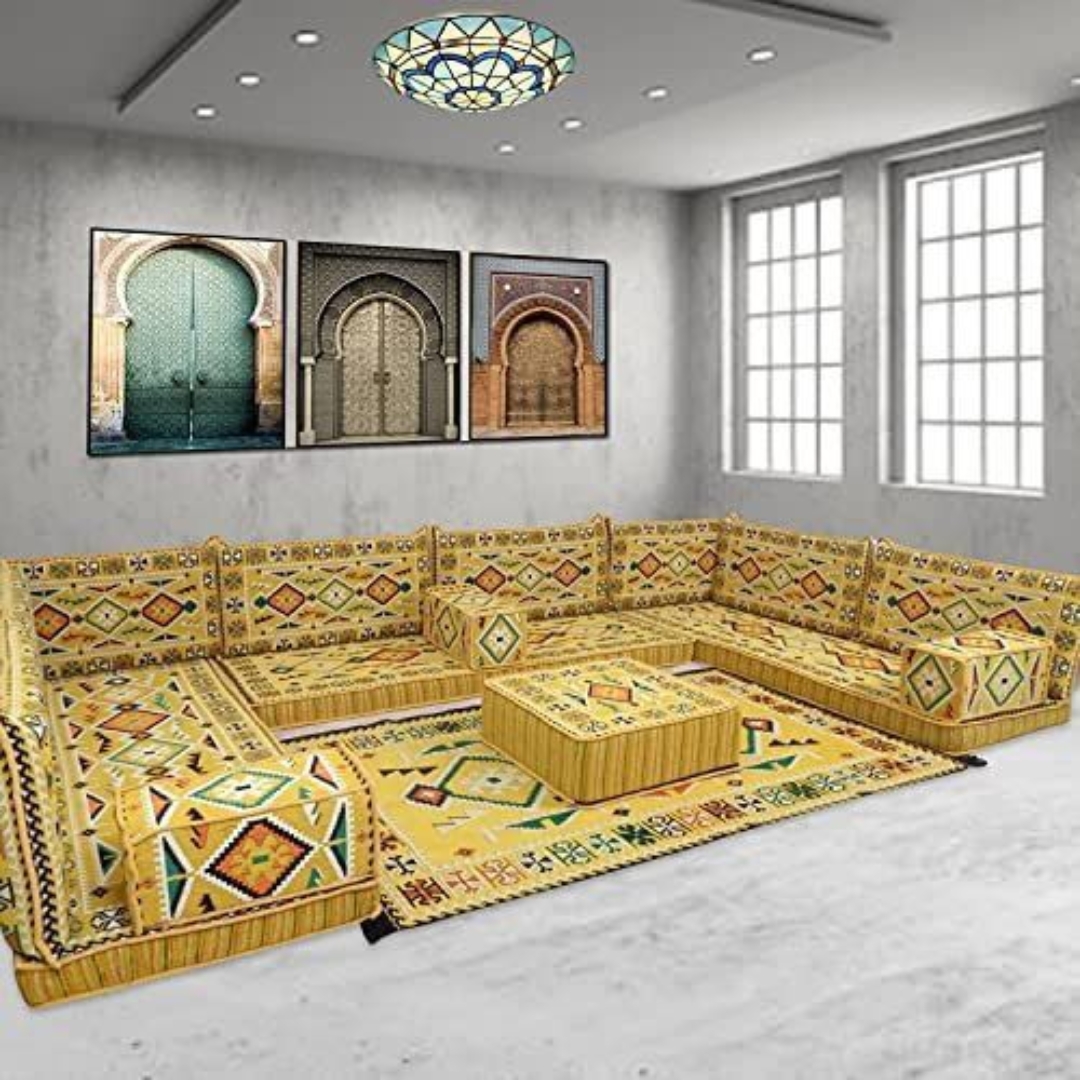 Traditional Arabic Majlis — Maroon Velvet