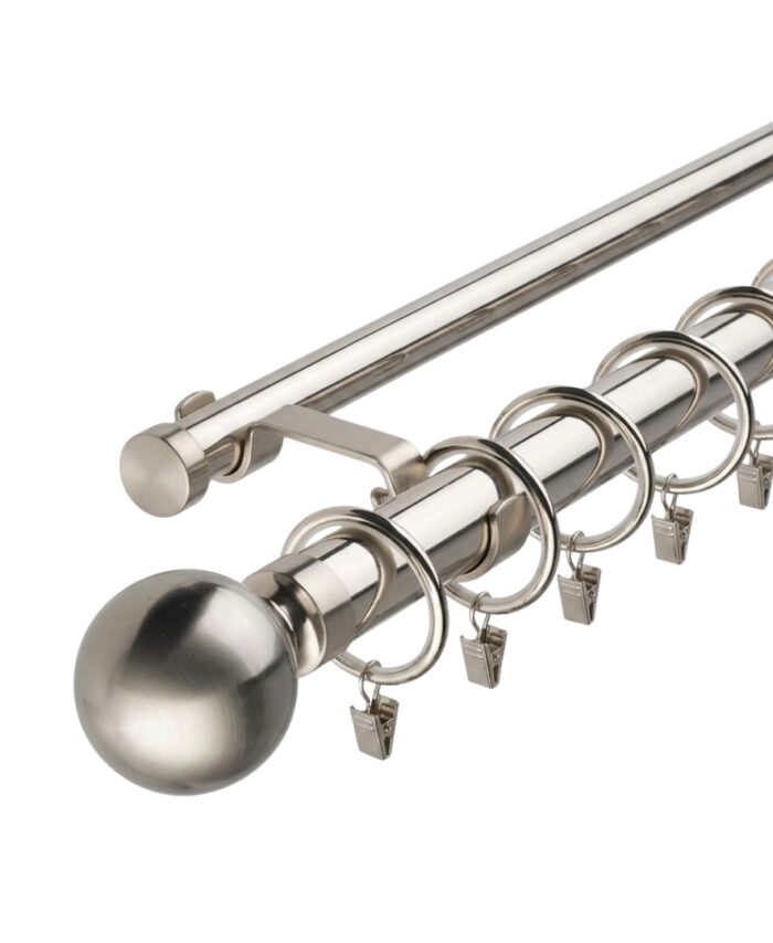 Premium Steel Curtain Rod — Brushed Silver
