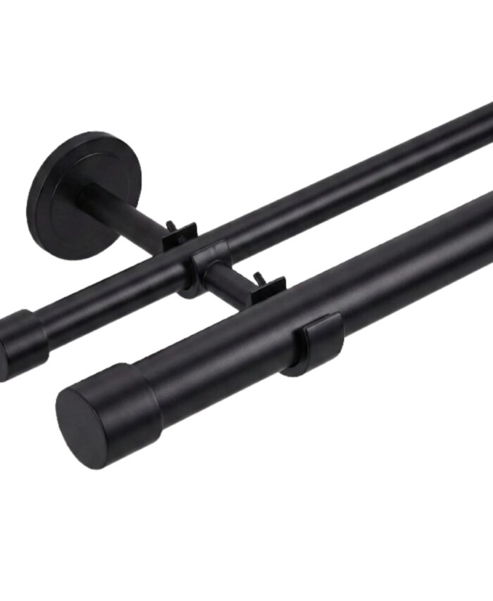 Classic Double Curtain Rod — Matte Black