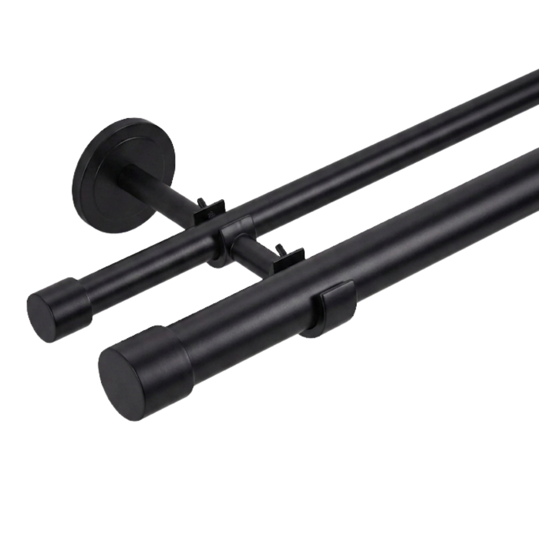 Classic Double Curtain Rod — Matte Black
